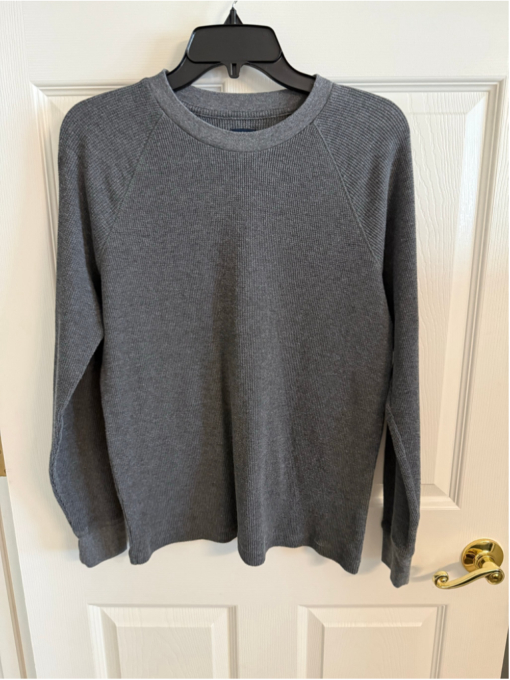 Gap Mens XS Gray Waffle Knit Thermal Long Sleeve Crewneck Raglan Shirt